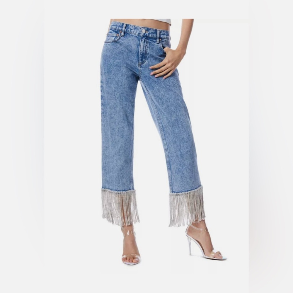 Alice + Olivia Jeans with Rhinestone Jewel Fringe